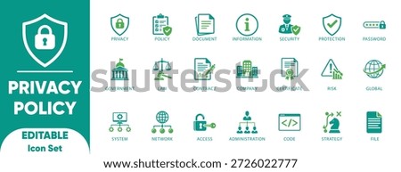 Data Privacy Policy And GDPR Security Compliance Vector Icon Set