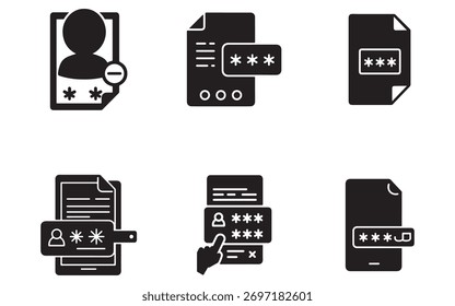 Data privacy and security icons demonstrating password protection and secure login for internet users