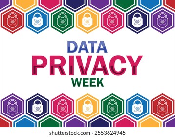 Data Privacy Week wallpaper with shapes and typography, banner, card, poster, template. Data Privacy Week, Modern background