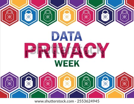 Data Privacy Week wallpaper with shapes and typography, banner, card, poster, template. Data Privacy Week, Modern background