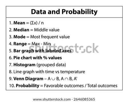 Data probability mean median mode range bar graph pie chart histogram venn diagram statistics guide