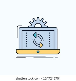 data, processing, Analysis, reporting, sync Flat Icon. green and Yellow sign and symbols for website and Mobile appliation. vector illustration