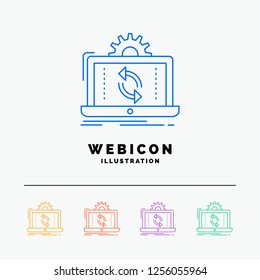 data, processing, Analysis, reporting, sync 5 Color Line Web Icon Template isolated on white. Vector illustration