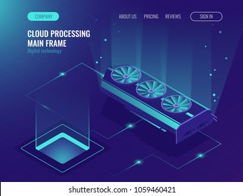 Data processing, computing power, mainframe service, data flow, internet data share ultraviolet isometric vector illustration Data processing, computing power, mainframe service, data flow, internet data share ultraviolet isometric vector illustration