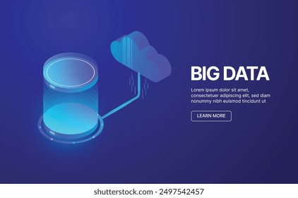 Data processing concept, server room, web hosting concept, abstract technology objects.