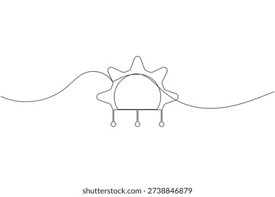 Data processing gear network icon continuous one line drawing on white background minimalist automation data nodes symbol outline vector illustration