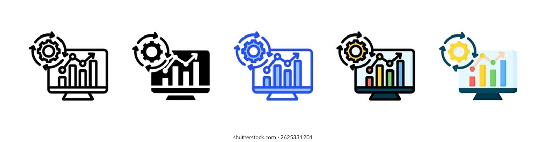 Data Processing Icon Collection With Multiple Styles