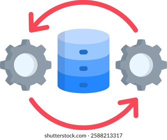 Data Processing Icon Flat Vector Illustration