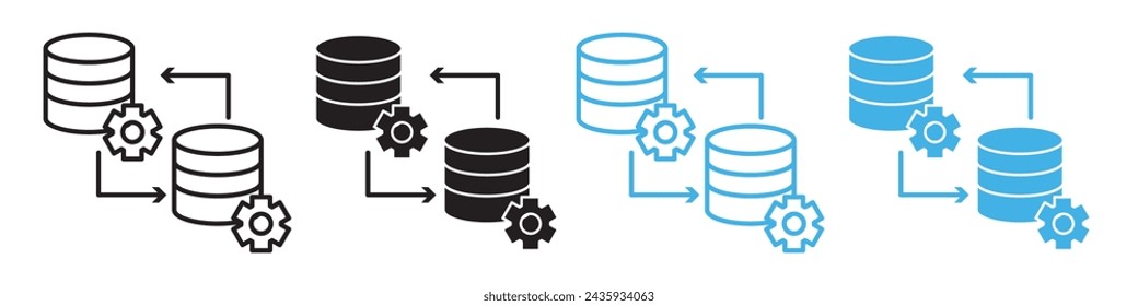 Data processing icon line art vector