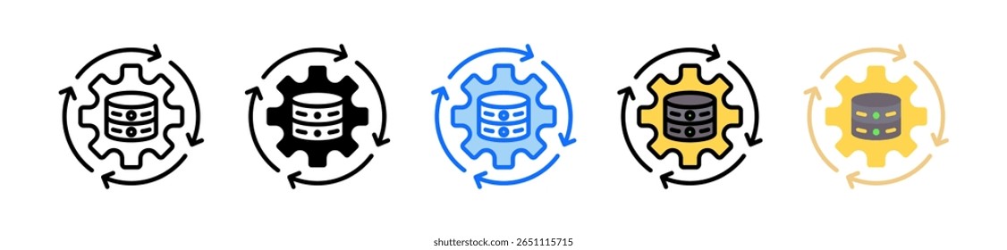 Data Processing Icon Set Multiple Style Collection