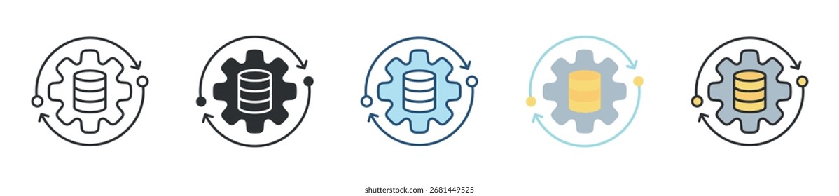 Data Processing Icon Set Multiple Style Collection