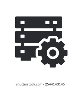 Data processing icon. Vector illustration. Symbol of infrastructure management and customization.