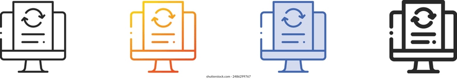 data processing icon.Thin Linear, Gradient, Blue Stroke and bold Style Design Isolated On White Background