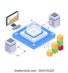 Data processing isometric icon easy to use and editable 
