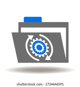 Data Processing Logo. Directory Gear Mechanism Circle Arrow Icon Vector. Computer Information Folder Files Configuration Install Illustration.