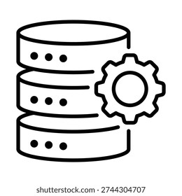 Data processing symbol showing stacked bars with a gear, representing information analysis, automation, and digital workflow management.