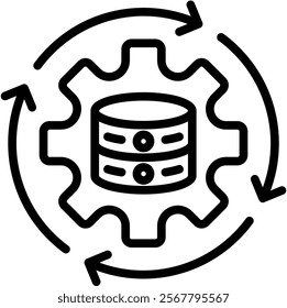 Data Processing Vector Lineal Icon On White Background.