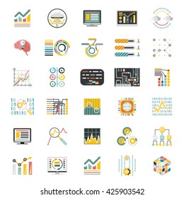 Data Processing Volume Isolated on White Background Icons Set Infographic Design Mobile Apps Template Vector Illustration