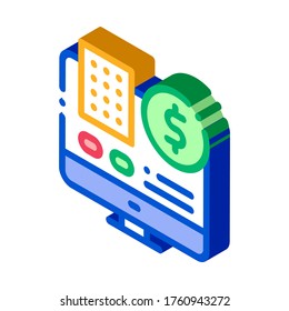 Data Processor Computer Betting And Gambling Icon Vector isometric sign. color isolated symbol illustration