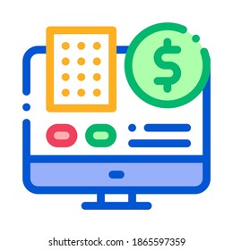 Data Processor Computer Betting And Gambling Icon Vector Thin Line. Contour Illustration