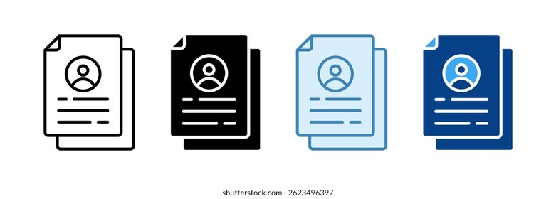Ícone de Perfil de Dados Definir Coleção de Vários Estilos