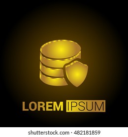 Data Protection 3D Golden Metallic Premium Royal Corporate Logo / Icon