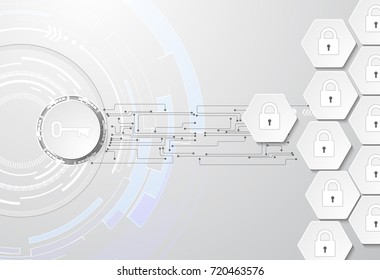 Data protection abstract background with key and locks