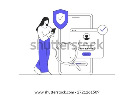 Data protection anti virus. IT security using cyber security services to protect private personal data, credit card pin, user login account password urgency. Flat Cartoon Vector Illustration, icon Stylish abstract design landing page web