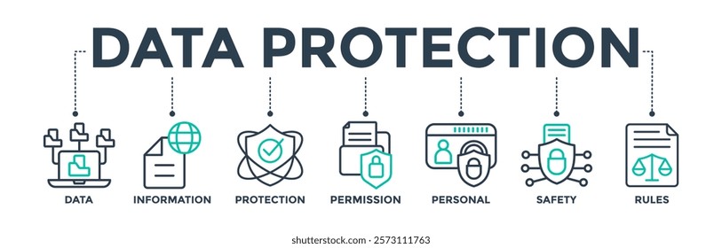 Data protection banner web icon concept for cyber security