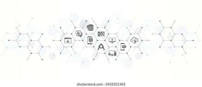 data protection banner with the website icons and symbol of cyber security personal data protection vector illustration with technology background