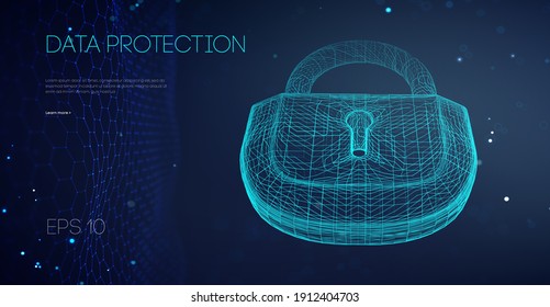 Data Protection Binary Lock. IT Support Vector Illustration. Secure Connection Network And Data Security Account Control. Vector Illustration EPS 10.