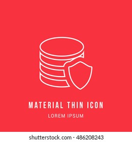 Data Protection Bright red material designed line thin flat icon / logo