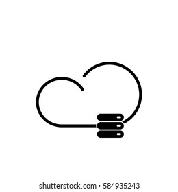 Data protection cloud storage design flat concept. Online storage sign symbol icon. Storage and cloud, cloud computing, cloud backup, data network internet web connection. Saving information. Vector