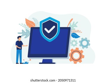 Data protection, computer security, safety internet technology, data secure. Vector illustration suitable for many purposes.