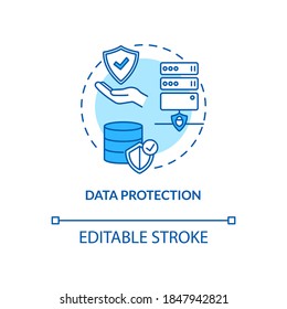 Data protection concept icon. Safeguarding important information idea thin line illustration. Integrity defence. Files protection. Vector isolated outline RGB color drawing. Editable stroke