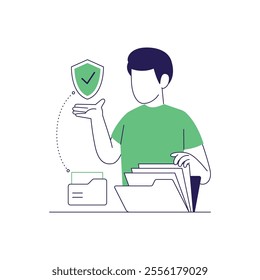 Data Protection concept illustration. Modern encryption and database protection, data management