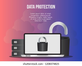 Data protection concept illustration vector design template