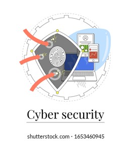 Concepto de protección de datos. Ilustración aislada para el diseño de su diseño, infografía, página de inicio o aplicación.