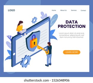 Data protection concept isometric illustration