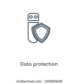 Data protection concept line icon. Linear Data protection concept outline symbol design. This simple element illustration can be used for web and mobile UI/UX.