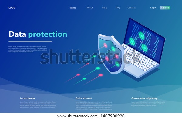 Data protection concept. Network data\
security. Safety, confidential data protection, concept with\
character saving code. Internet security isometric concept. Cyber\
security technology\
mechanism.