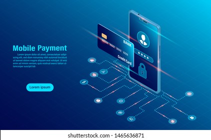 data protection concept. online payment security transaction via credit card. protect data finance and confidentiality with high security. flat isometric illustration.