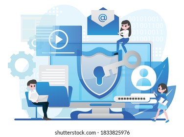 Data Protection Concept People Secure Data Stock Vector (Royalty Free ...