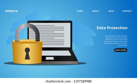 Data protection concept. Ready to use vector illustration. Suitable for background, wallpaper, landing page, web, banner, card and other creative work.