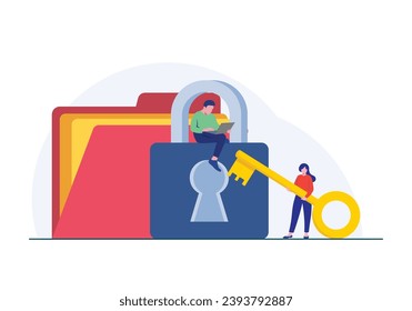 Concepto de protección de datos, Seguridad y protección de datos confidencial, seguridad de Internet, ilustración vectorial de concepto de privacidad