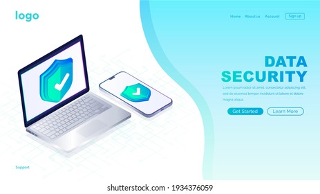 Data protection concept. Data security protection. Isometric flat vector concept illustration.
Security and antivirus protection. Data center. Isometric vector illustration.