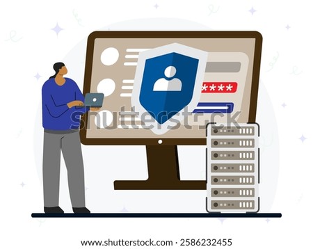 Data protection concept, security of personal and private account, password verification and encryption technology. 