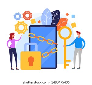 Data protection concept.  Vector flat graphic design illustration