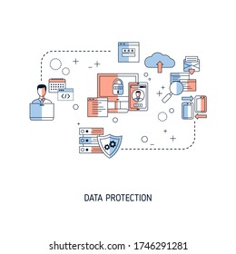 Data protection concept. Vector illustration for website, app, banner, etc.