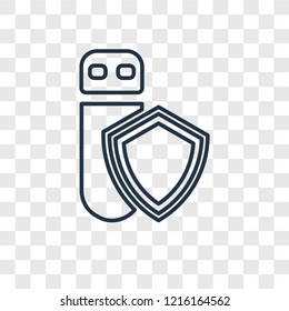 Data protection concept vector linear icon isolated on transparent background, Data protection concept transparency concept in outline style